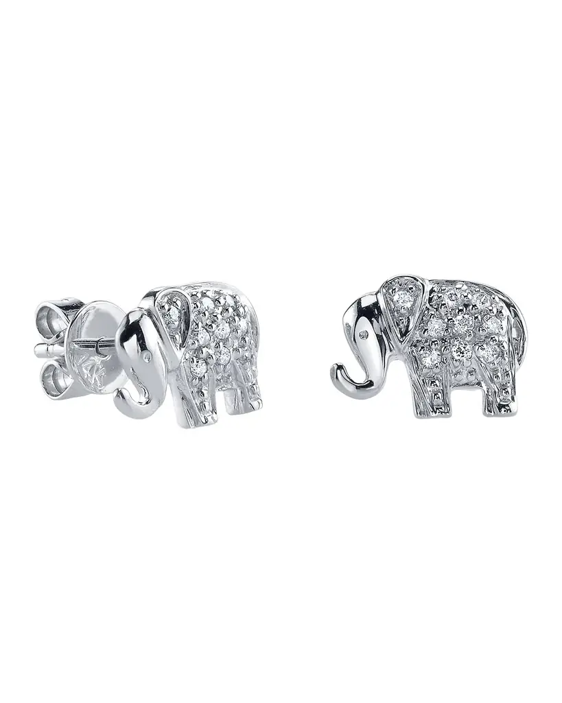 Sydney Evan 14K Diamond Elephant Stud Earring, Single