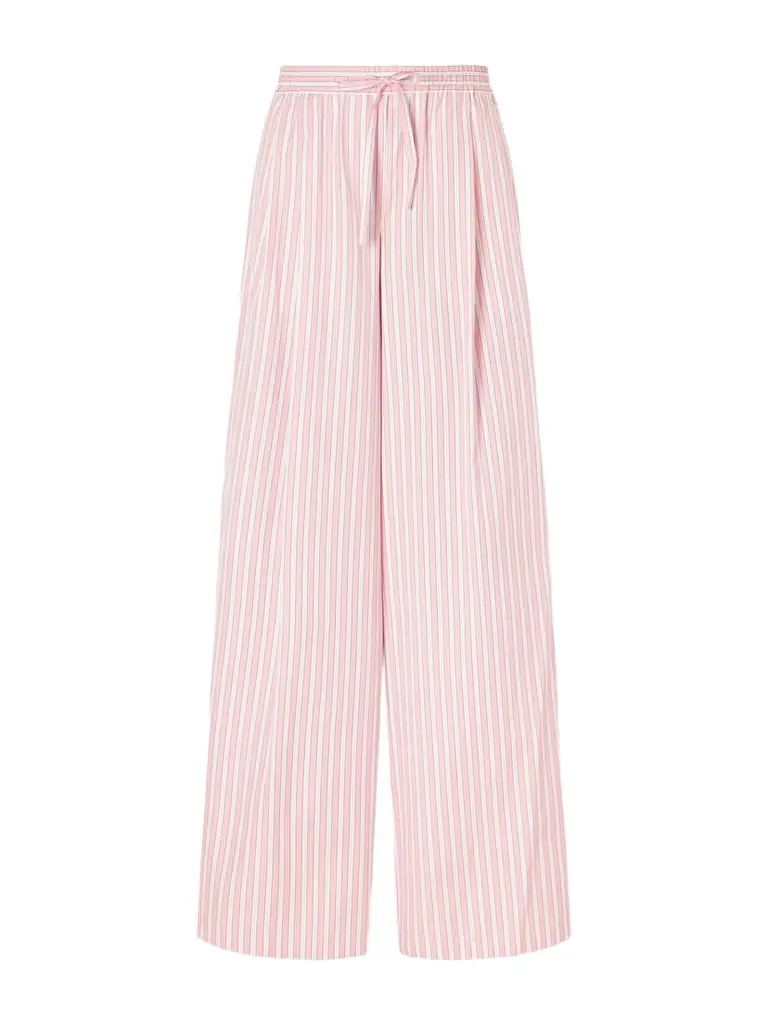Dolce & Gabbana Pleated Striped Cotton-poplin Wide-leg Pants