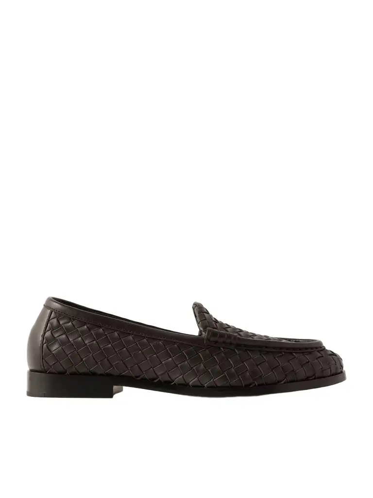 Bottega Veneta Silenzio Intrecciato Leather Loafers