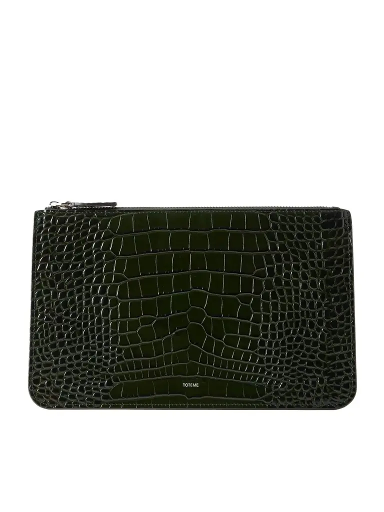 TOTEME Threefold Croco-embossed Leather Clutch