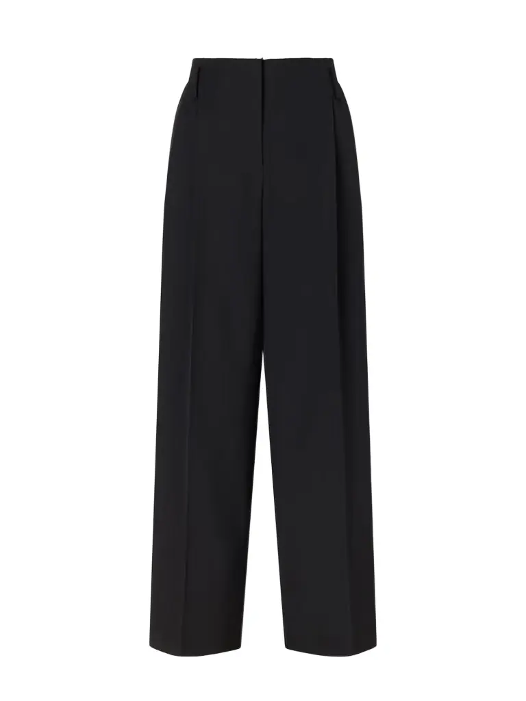 Magda Butrym Pleated Lace-trimmed Wool Wide-leg Pants