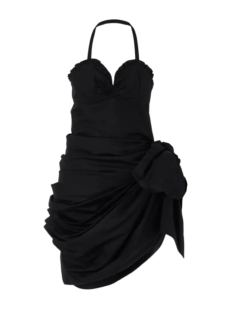 Chloé Halterneck Draped Cotton-poplin Midi Dress
