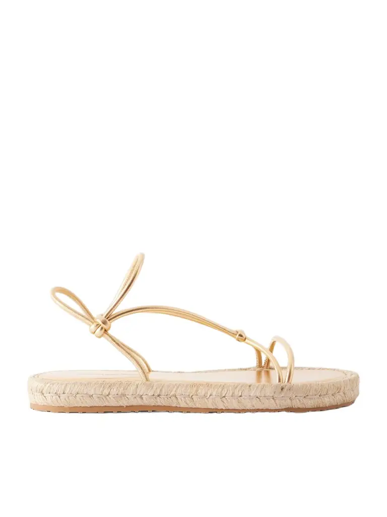 Gianvito Rossi Metallic Leather Espadrille Sandals
