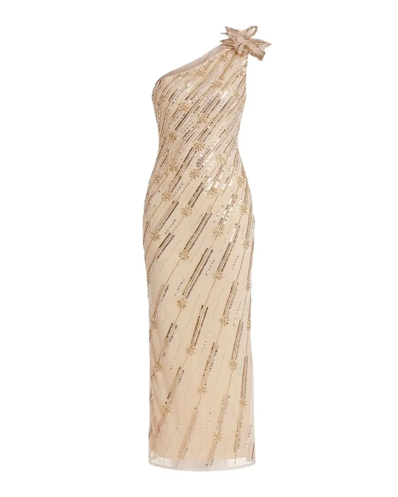 Mac Duggal Embellished One-Shoulder Column Gown