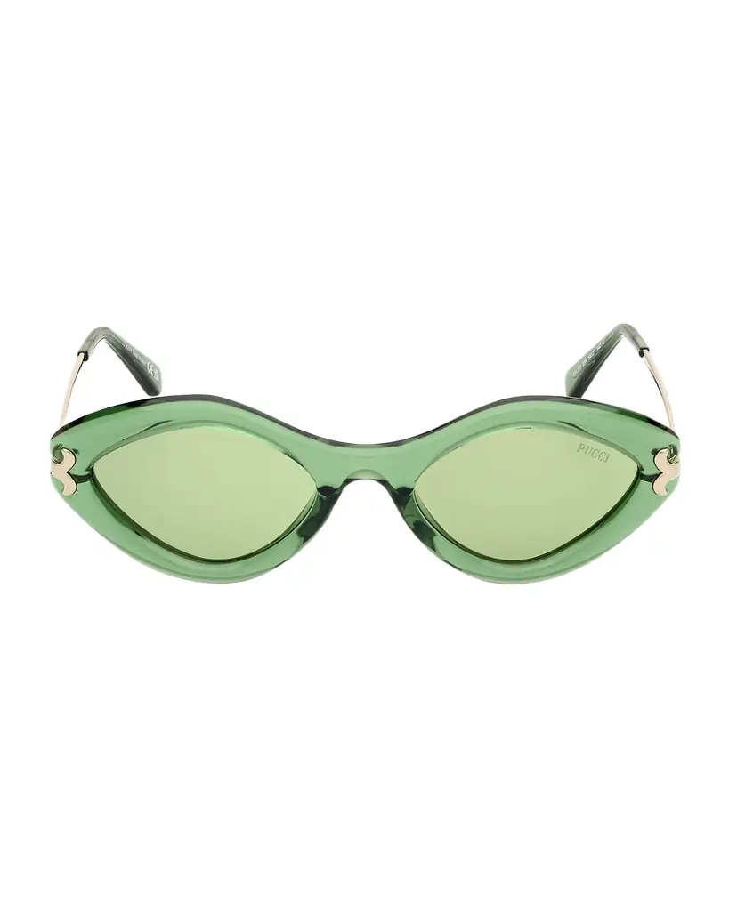 Pucci Logo Acetate & Metal Oval Sunglasses