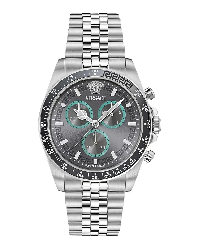 Versace Greca Chrono Wave 43MM Stainless Steel Bracelet Watch