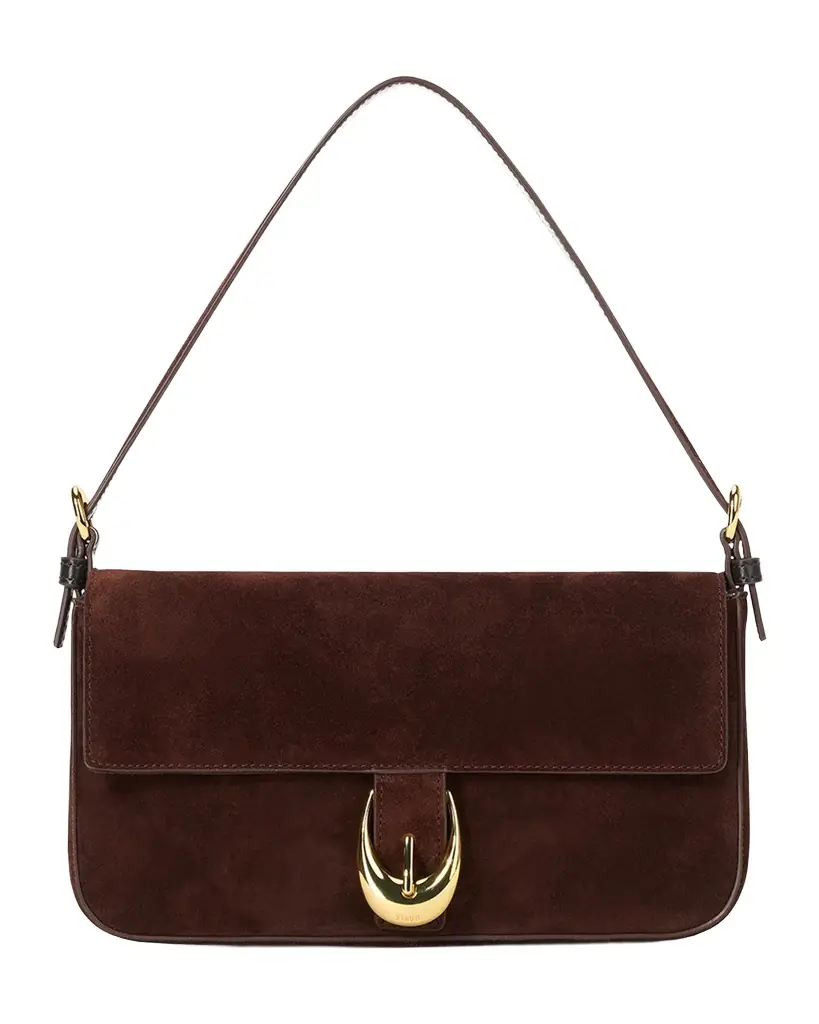 STAUD Harlow Buckle Suede Shoulder Bag