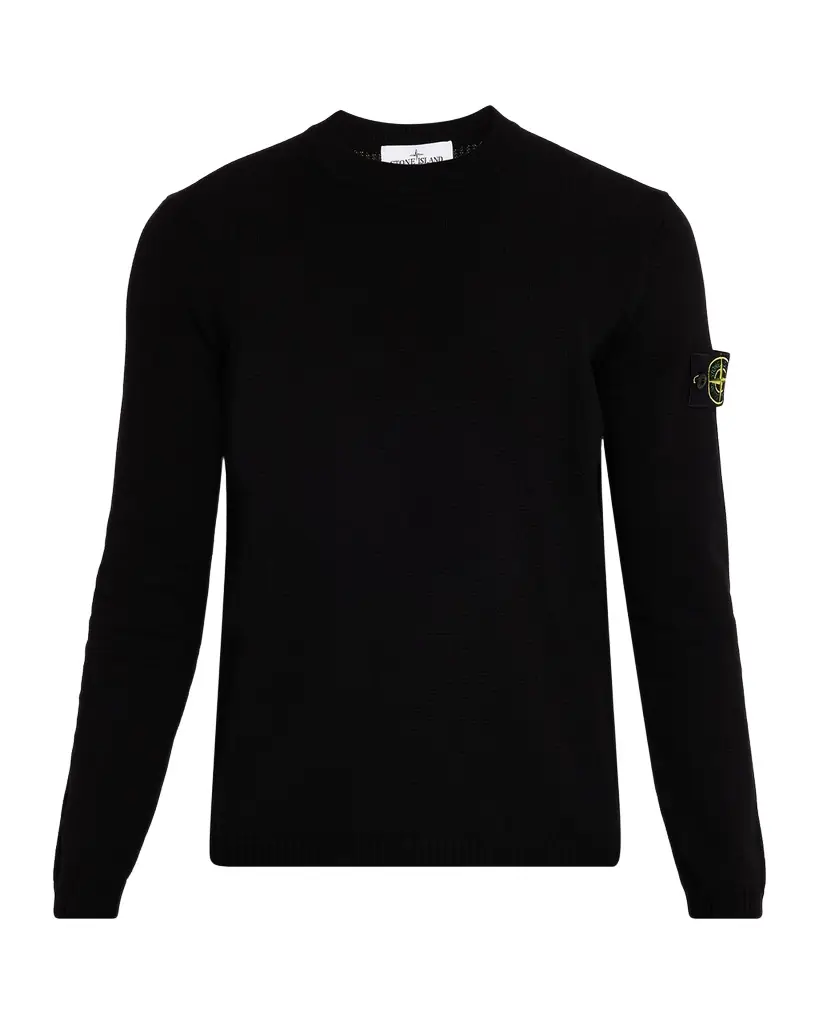 Stone Island Men 's Cotton Crewneck Sweater with Logo Badge