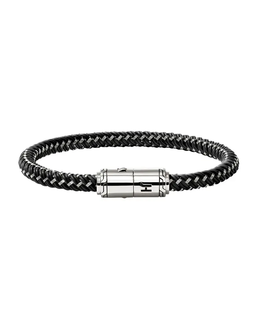 John Hardy Men 's Rubber Cord Bracelet with Sterling Silver, 6mm