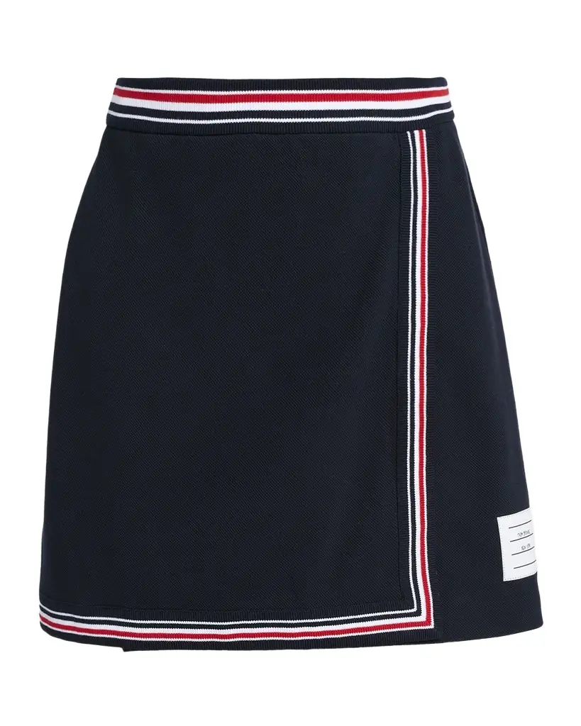 Thom Browne Striped Cotton Pique Mini Wrap Skirt