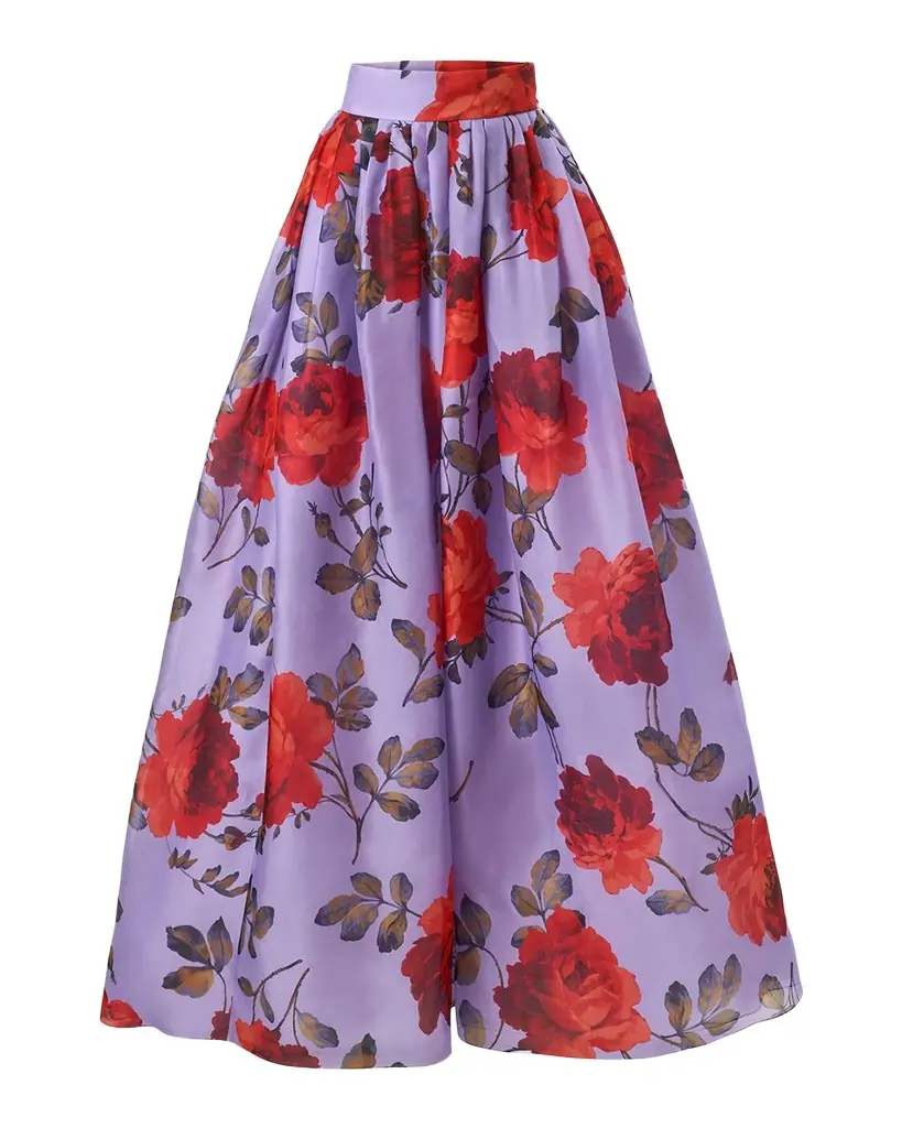 Carolina Herrera Rose Silk Organza Ball Skirt