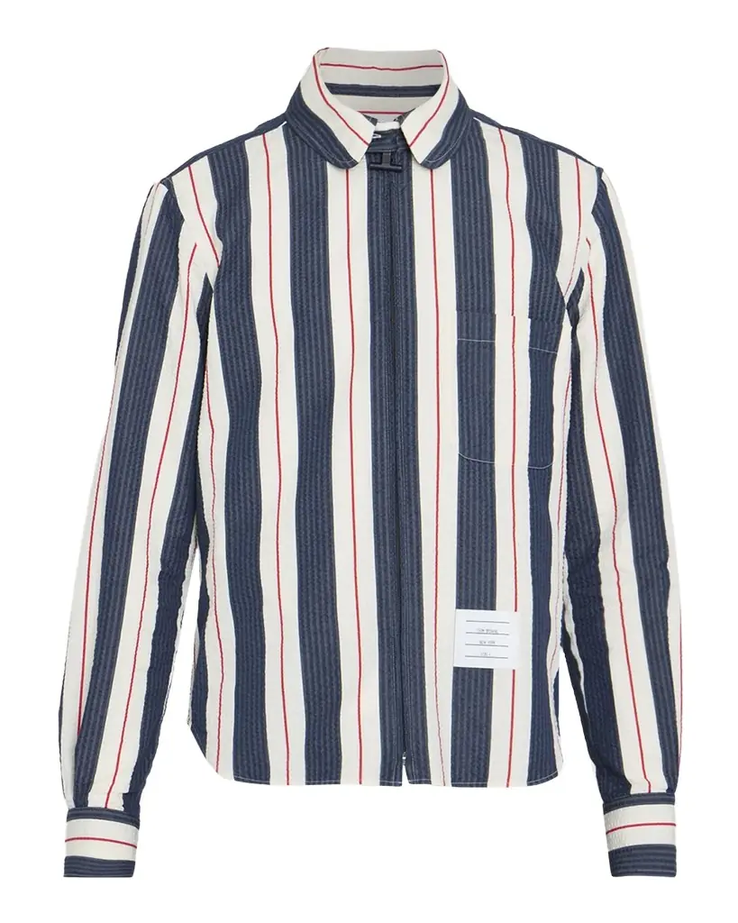 Thom Browne Men 's Cotton Stripe Full-Zip Shirt
