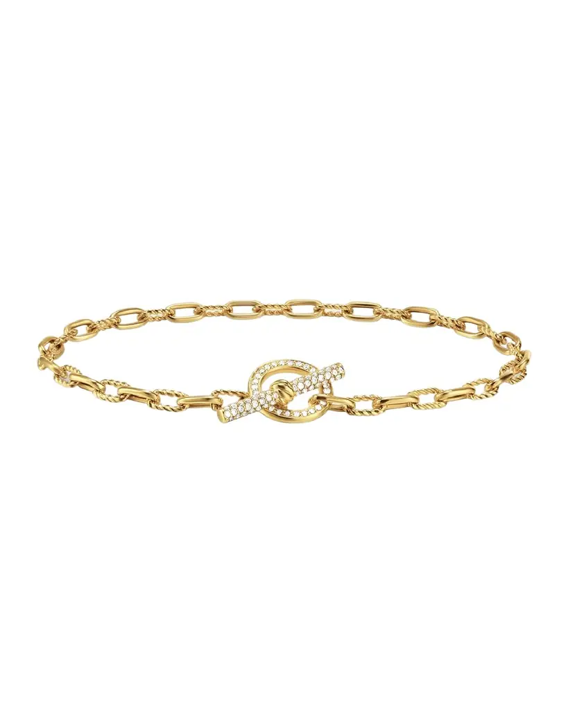 David Yurman Madison Chain Bracelet in 18K Gold with Diamonds, 3mm