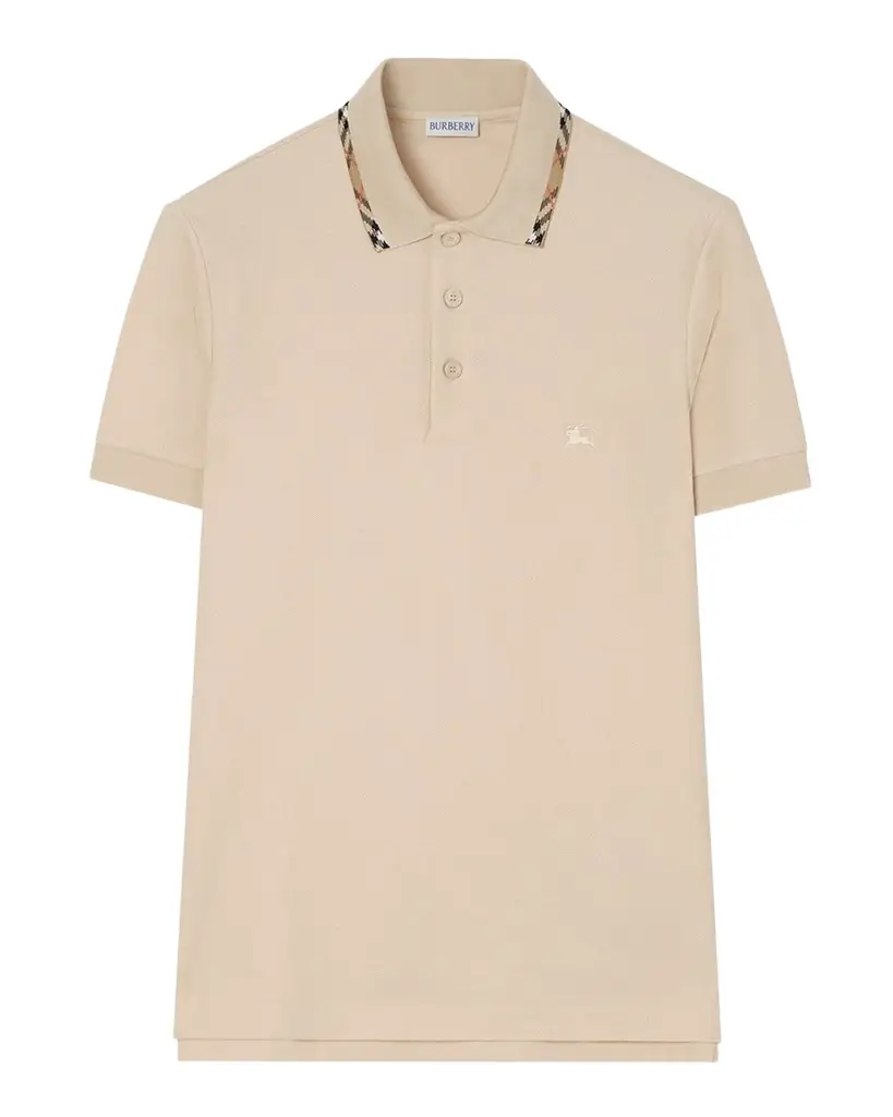 Burberry Men 's Slim Fit Check-Placket Pique Polo Shirt