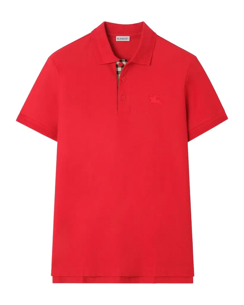 Burberry Men 's Slim Fit Check-Placket Pique Polo Shirt