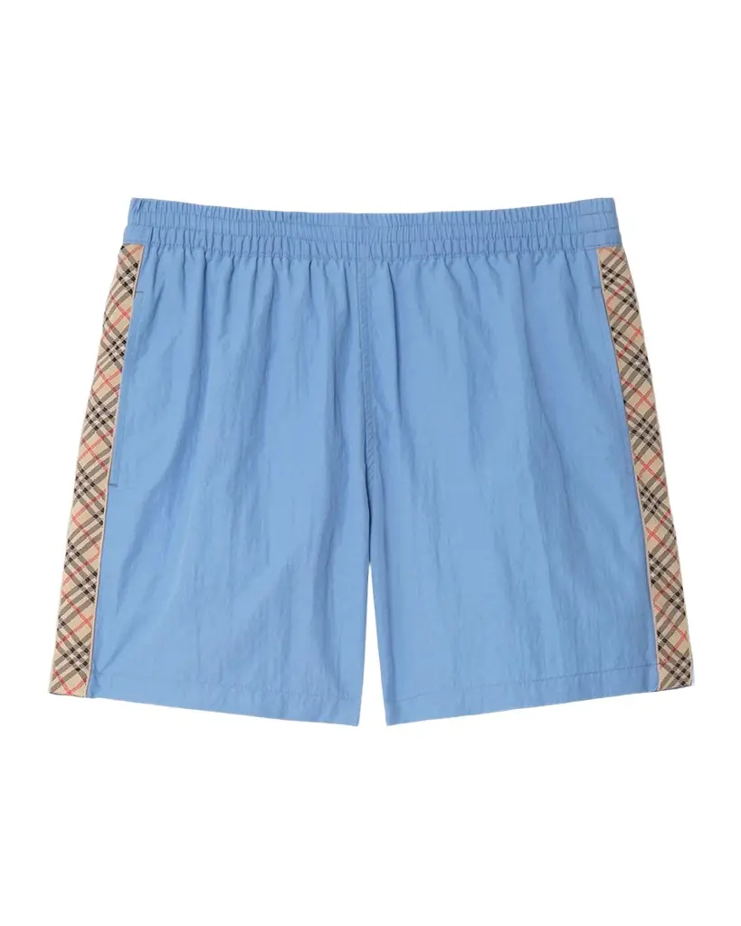 Burberry Men 's Nylon Check-Trim Swim Trunks