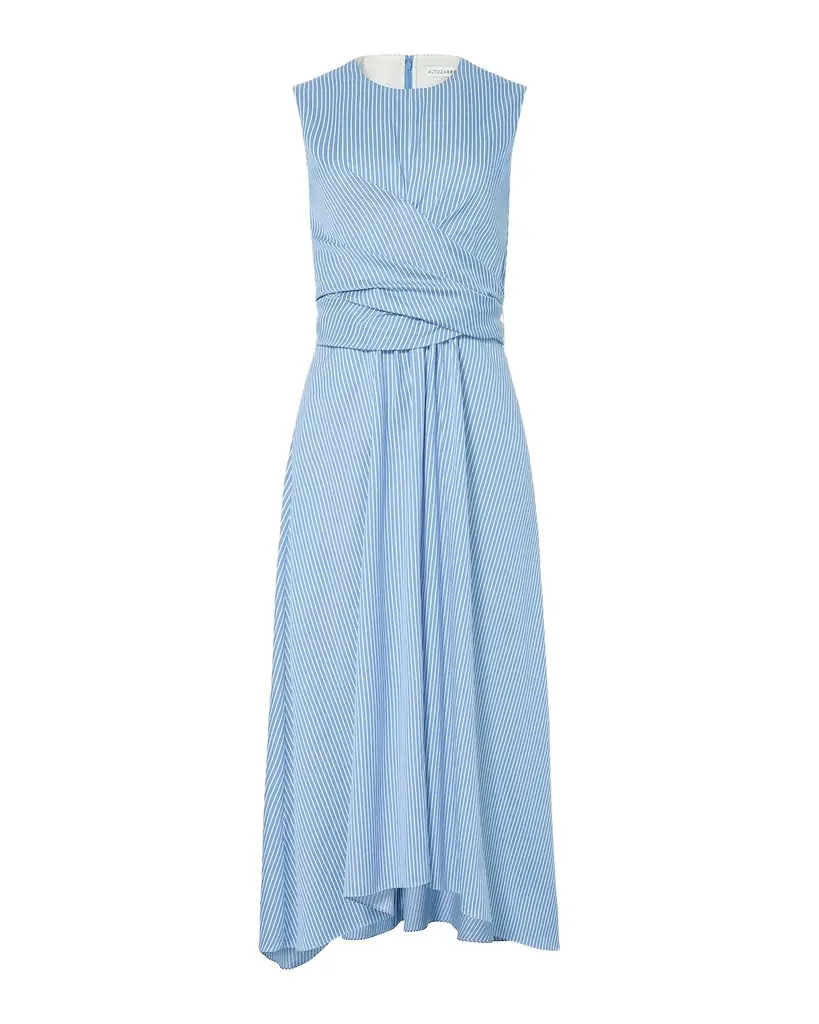 Altuzarra Penny Striped Crossover Draped Midi Dress