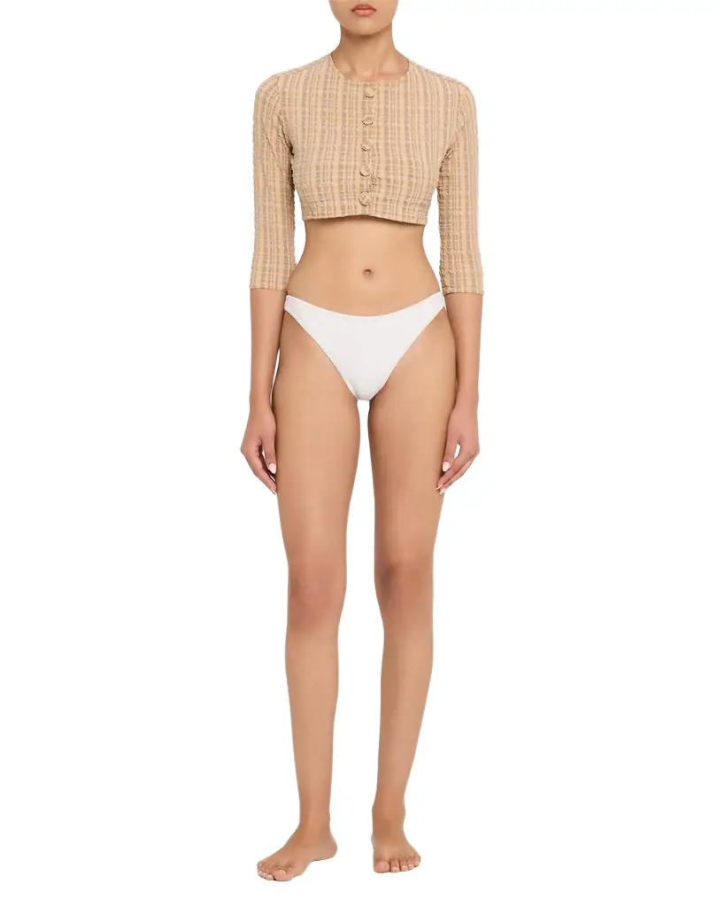 Lisa Marie Fernandez Seersucker Cropped Cardigan