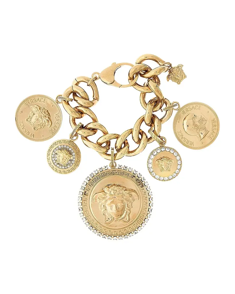 Versace Medusa Goldtone & Glass Bracelet
