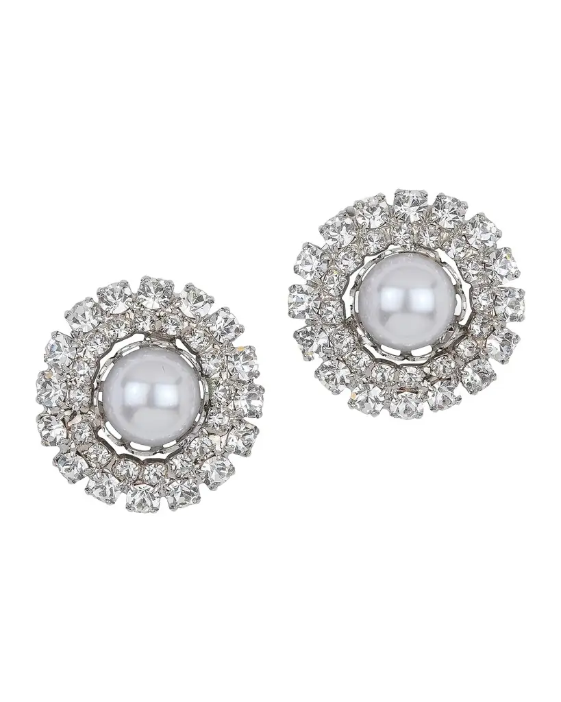 Jennifer Behr Antinea Rhodium-Plated, Imitation Pearl & Crystal Earrings