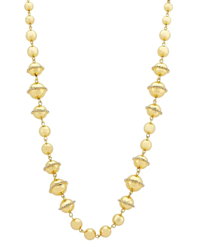 Golconda by Kenneth Jay Lane Goldtone & Glass Crystal Station Necklace