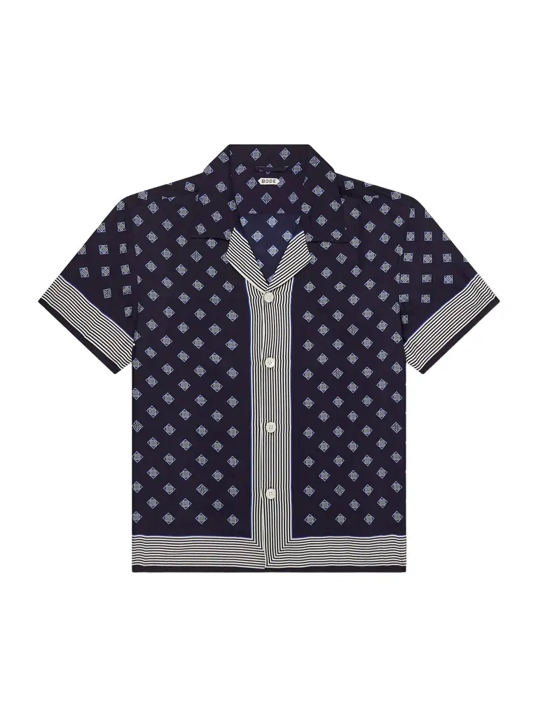 BODE Camp-Collar Printed Silk-Voile Shirt - Men