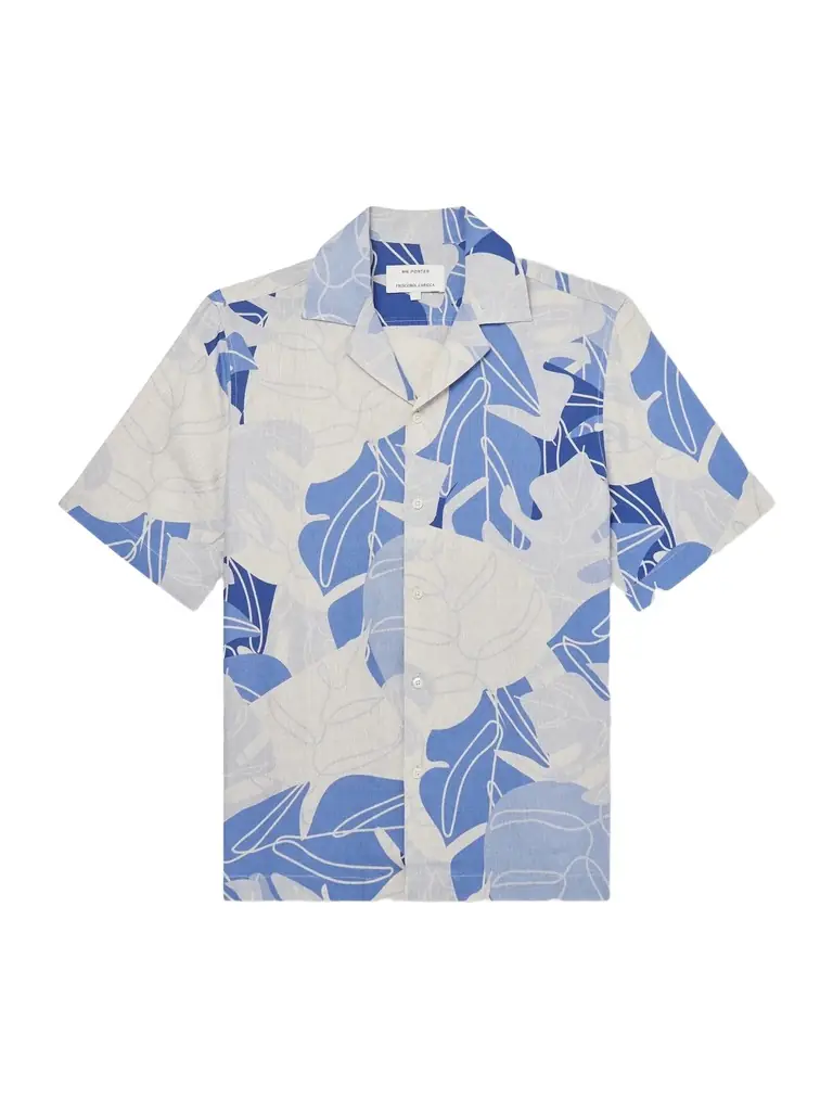 Frescobol Carioca Roberto Camp-Collar Printed Linen Shirt - Men