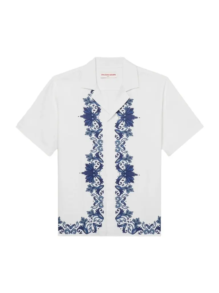 Orlebar Brown Maitan Mirabello Camp-Collar Printed Linen Shirt - Men