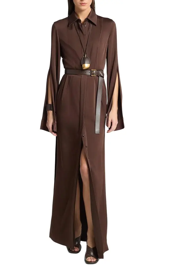 Michael Kors Collection Slit Sleeve Shirt Dress