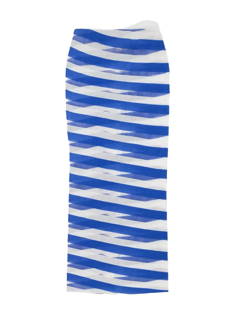 Stella McCartney Striped Mesh-paneled Cotton-blend Midi Skirt