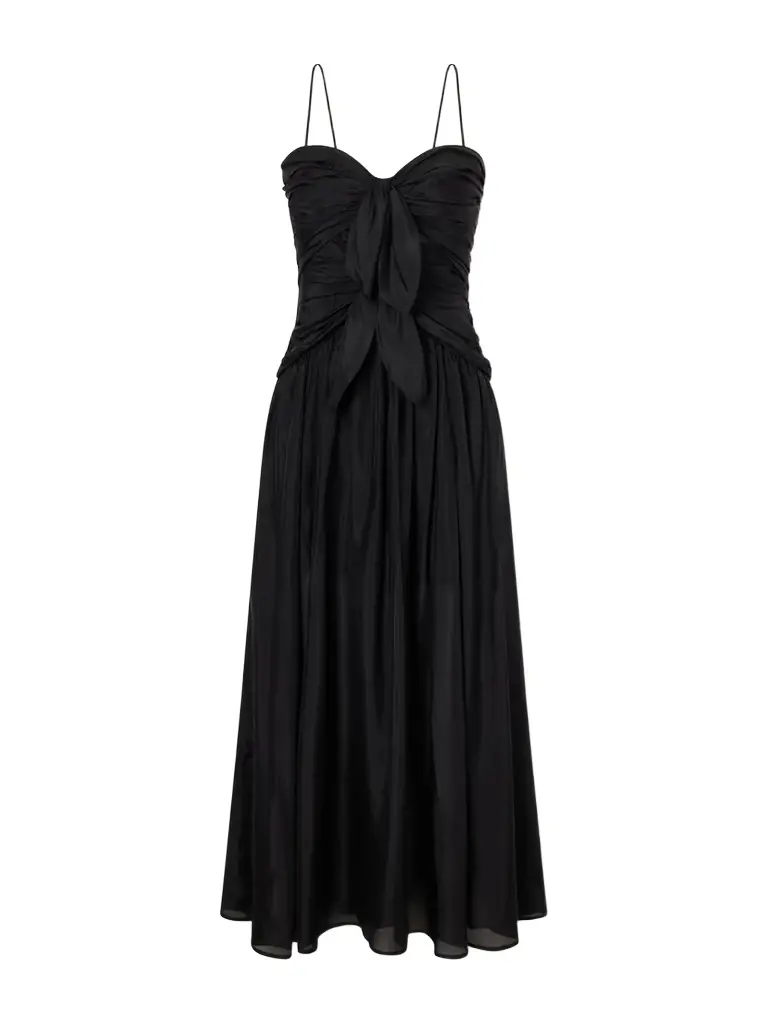 Zimmermann Aster Cutout Gathered Silk-chiffon Midi Dress