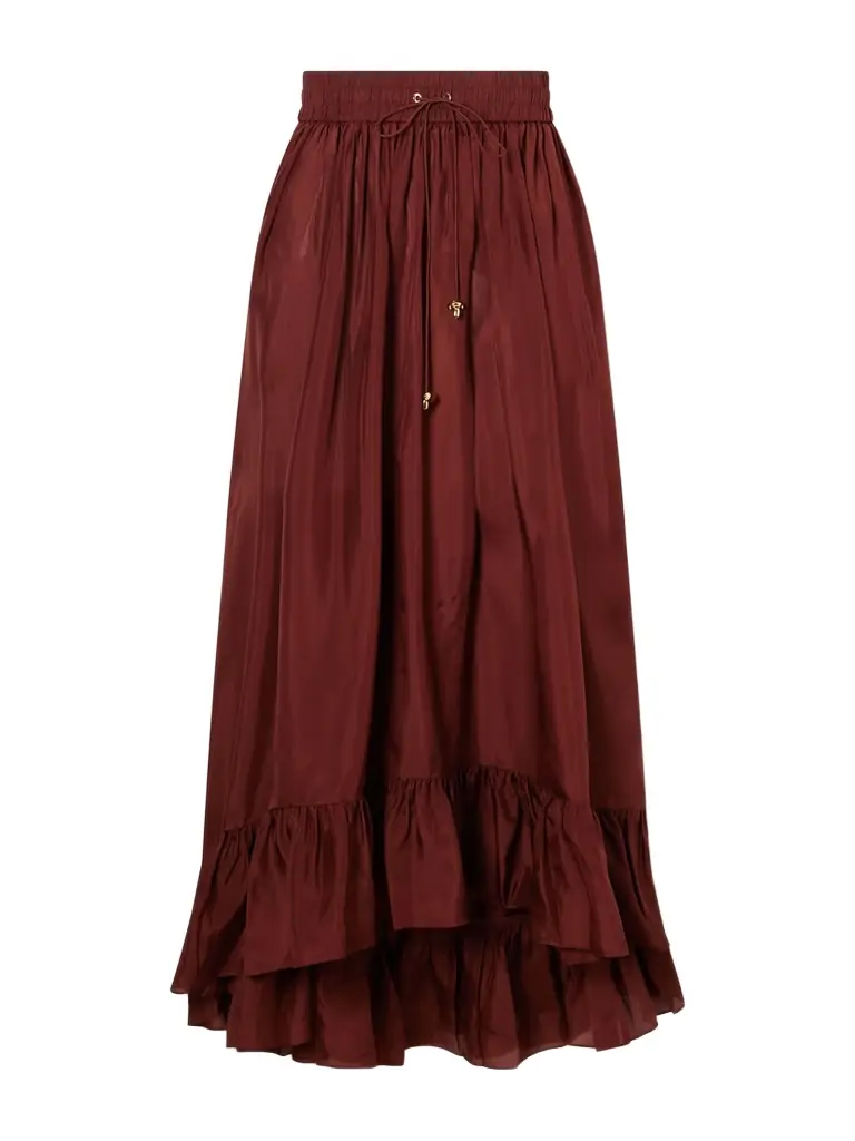 Zimmermann Aster Ruffled Silk Maxi Skirt