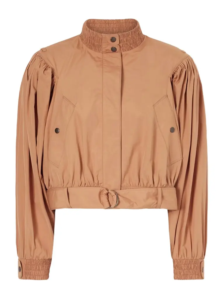 Chloé Cropped Belted Gathered Cotton-poplin Jacket