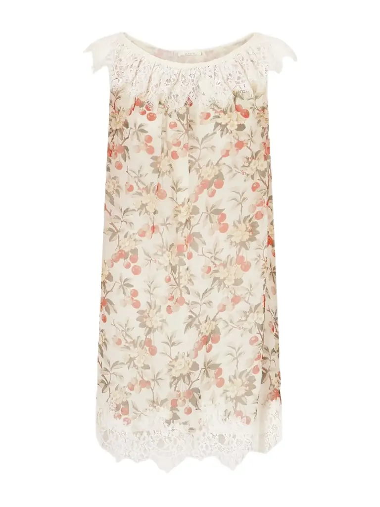 DÔEN Paloma Lace-trimmed Floral-print Silk-chiffon Mini Dress