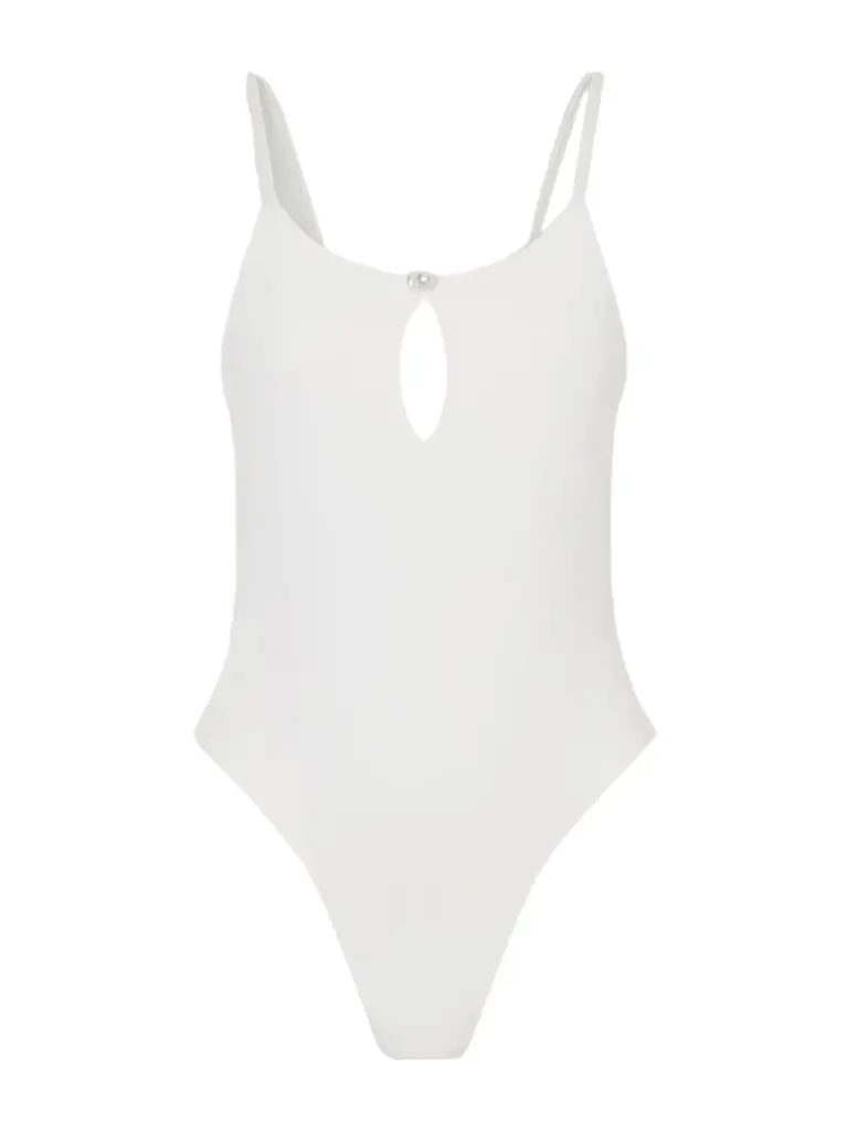 SARA CRISTINA Pearl Cutout Ribbed Swimsuit
