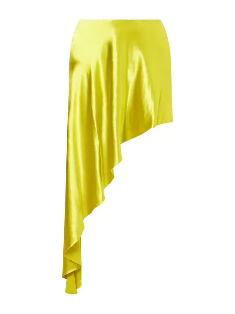 Alaïa Asymmetric Satin Midi Skirt