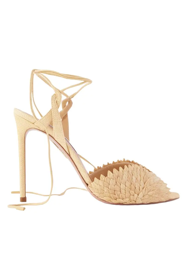 Aquazzura Rio Flirt 105 Mm Raffia Sandals