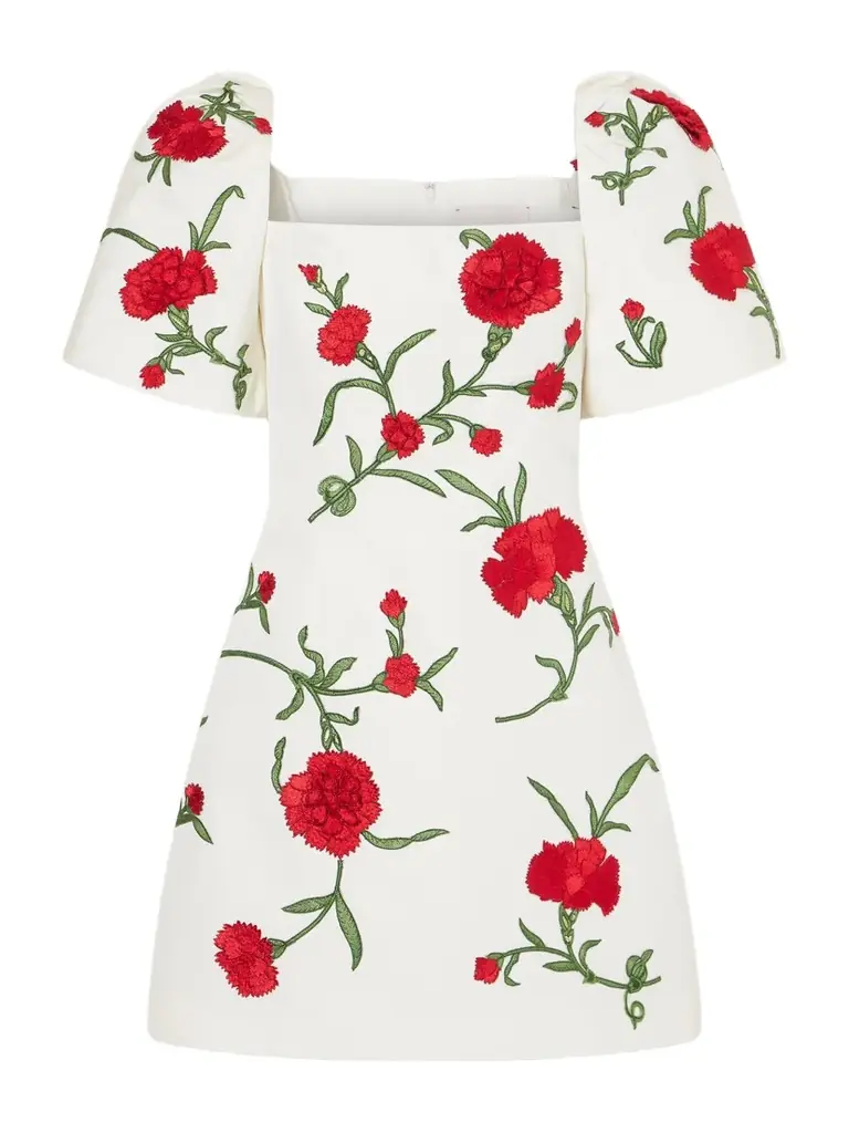 Carolina Herrera Embellished Floral Silk-faille Mini Dress