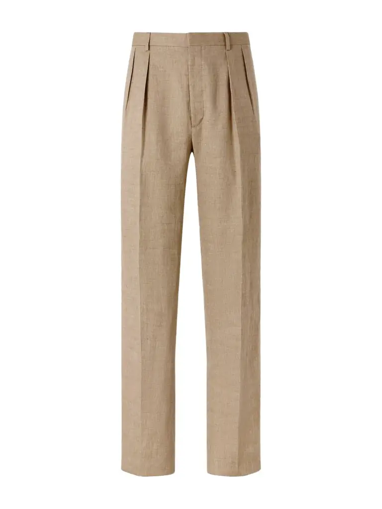 Ralph Lauren Purple Label Straight-Leg Pleated Linen, Cotton and Silk-Blend Suit Trousers - Men