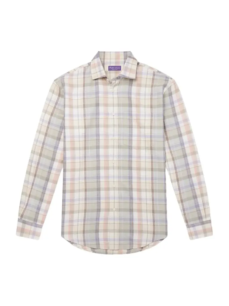 Ralph Lauren Purple Label Checked Hemp and Cotton-Blend Twill Shirt - Men