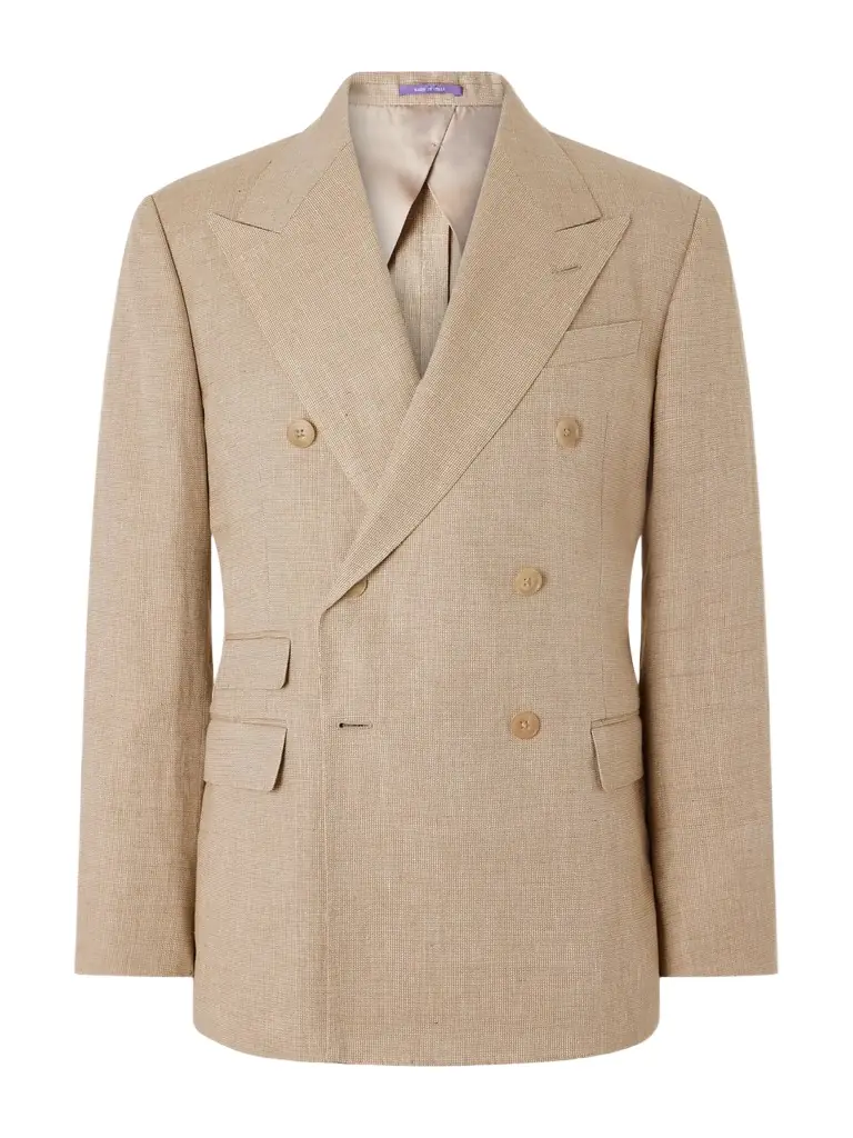 Ralph Lauren Purple Label Double-Breasted Linen, Cotton and Silk-Blend Suit Jacket - Men