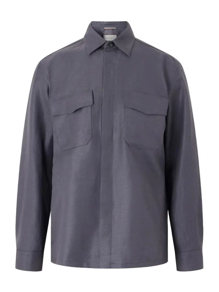 Canali Wool and Linen-Blend Twill Shirt - Men