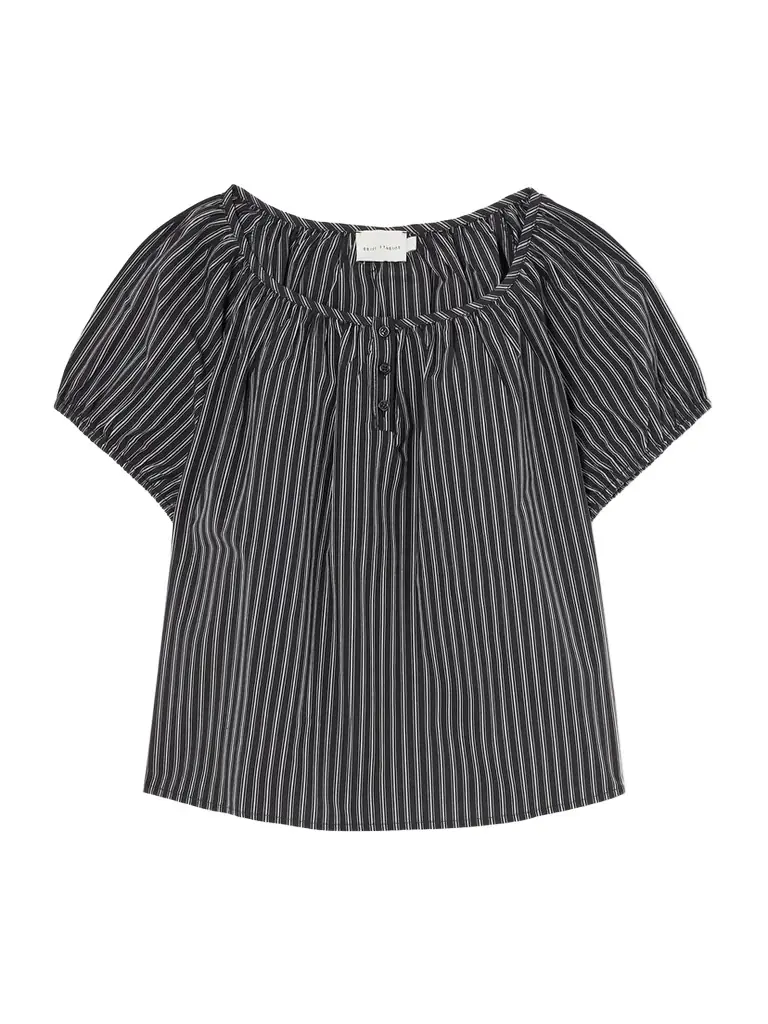 Deiji Studios Striped Organic Cotton-poplin Top