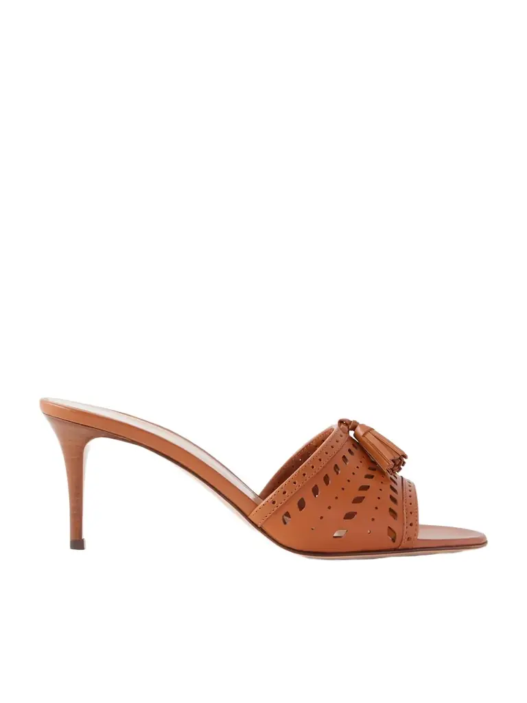 Gianvito Rossi 70 Laser-cut Leather Mules - Women's Shoes