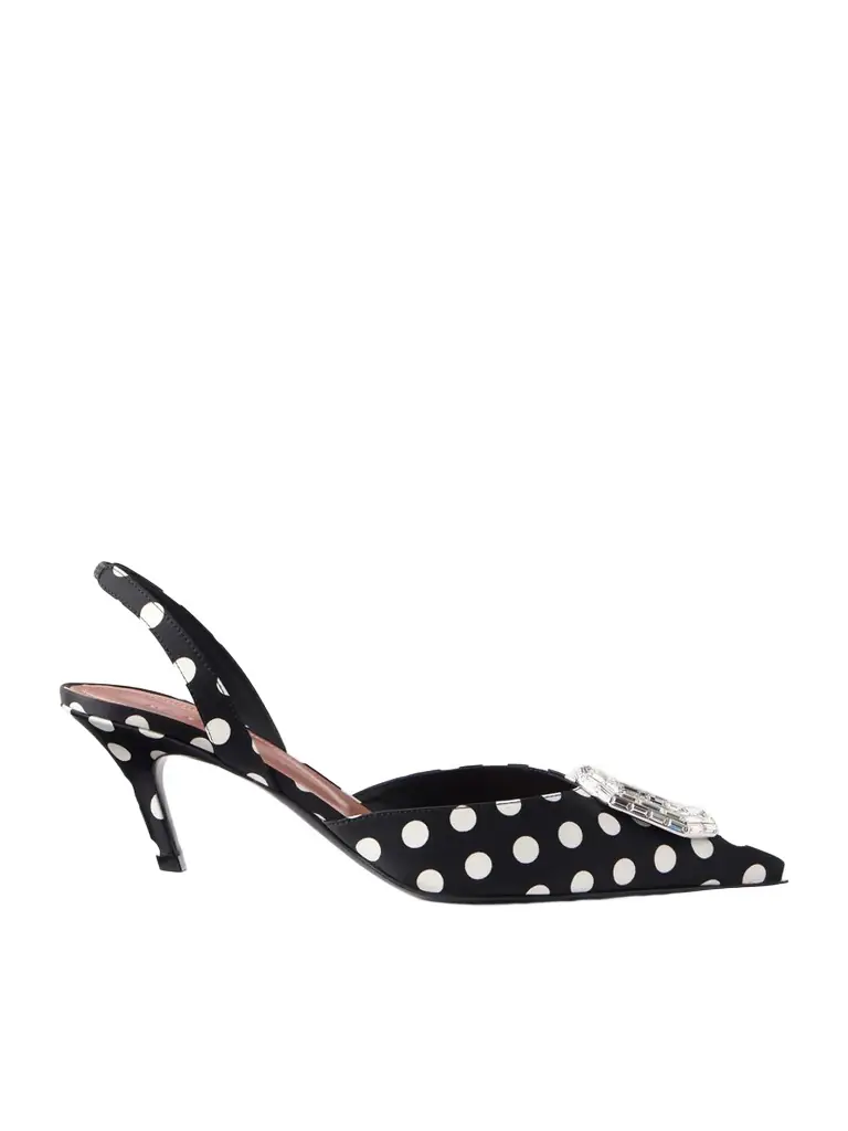 Amina Muaddi Camelia 60 Polka-dot Velvet Slingback Sandals