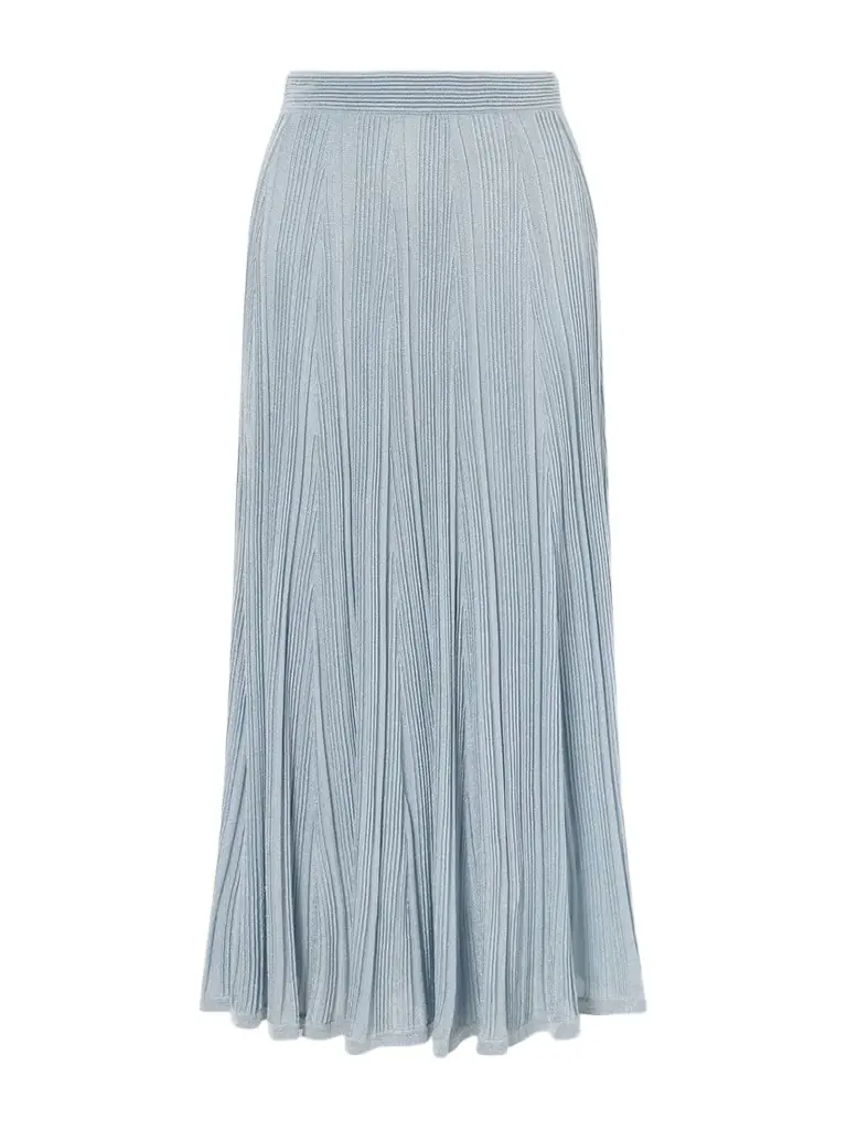 Zimmermann Aster Metallic Ribbed-knit Midi Skirt