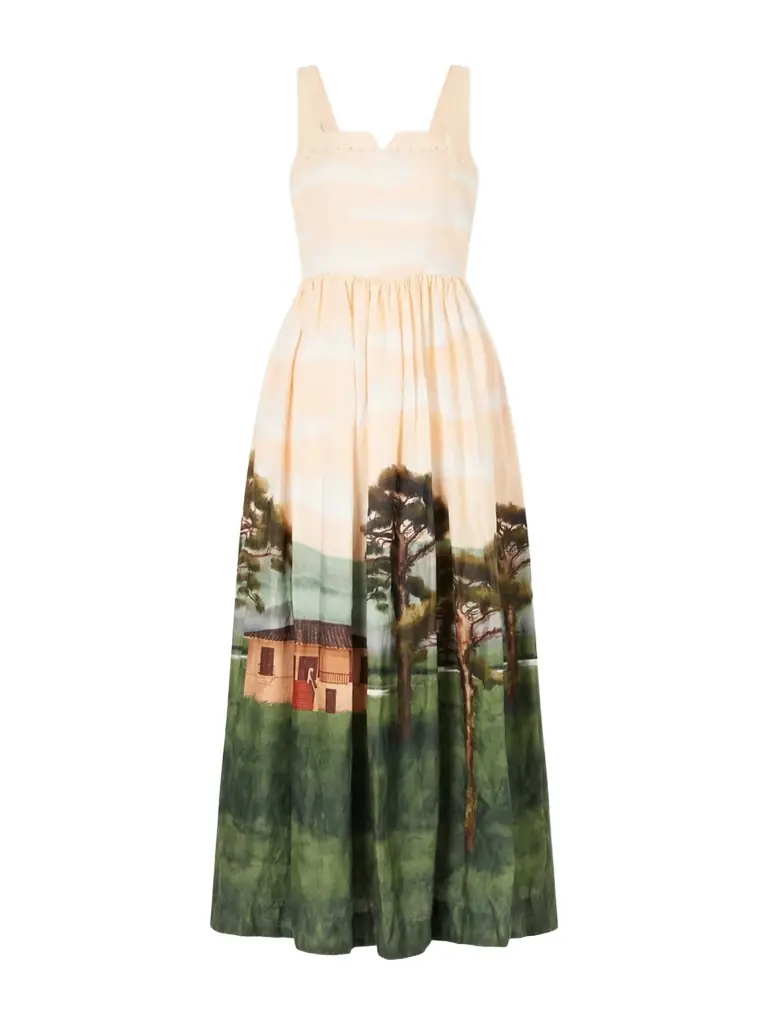Agua by Agua Bendita Jaspe Paraiso Linen Maxi Dress