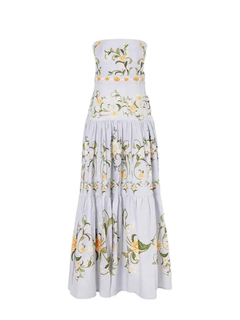 Agua by Agua Bendita Cinefila Floral-printed Linen Maxi Dress