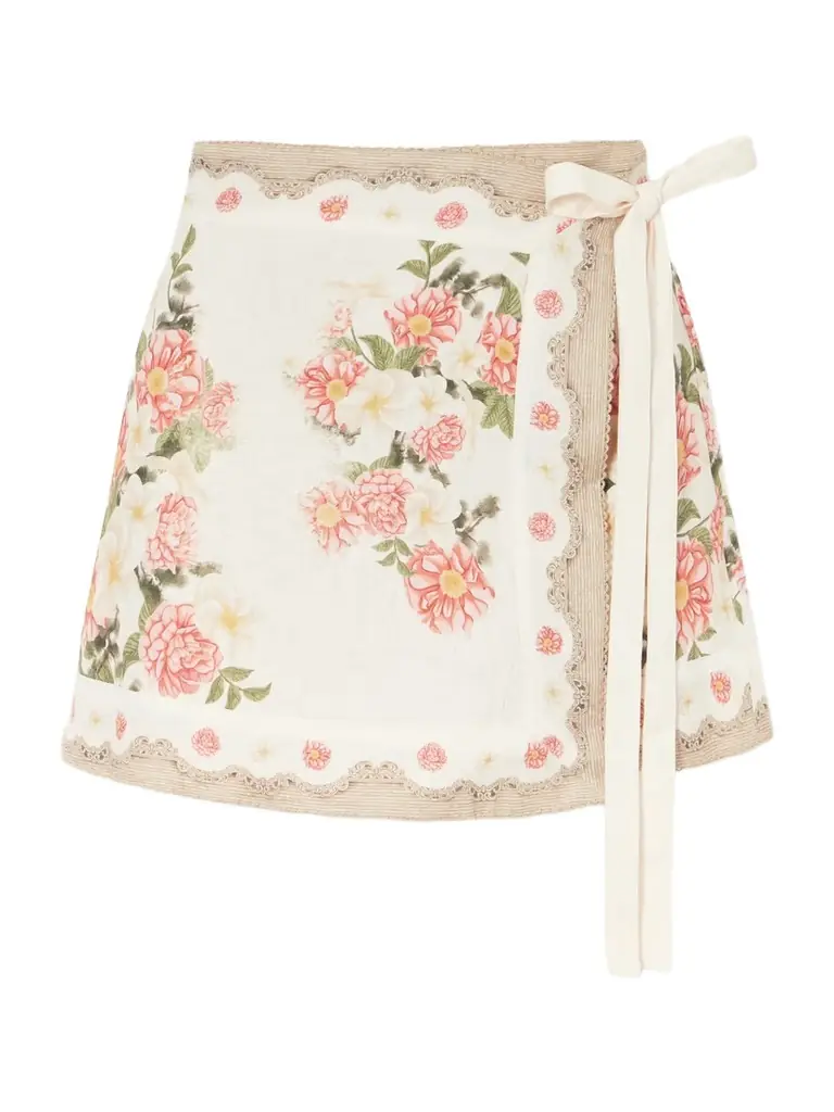 Agua by Agua Bendita Luna Paraiso Floral-printed Linen Mini Skirt