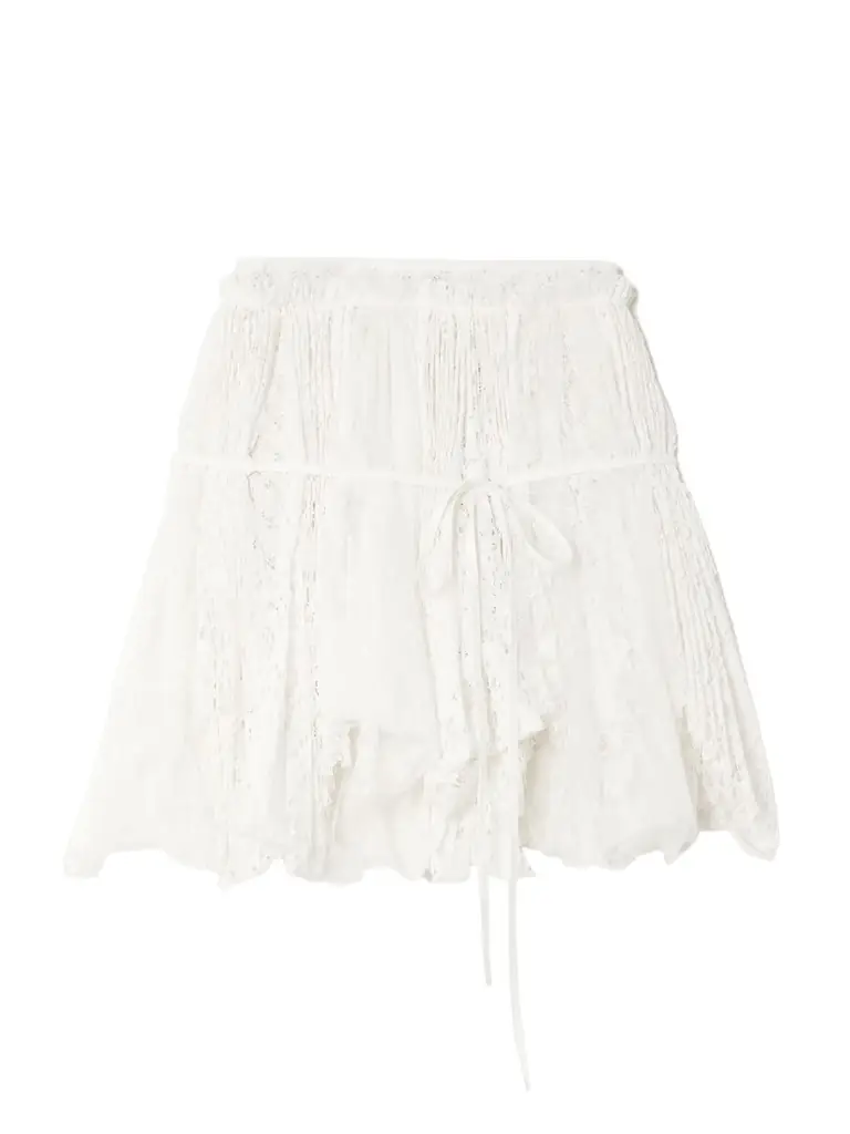 JW Anderson Asymmetric Tie-detailed Lace Mini Skirt